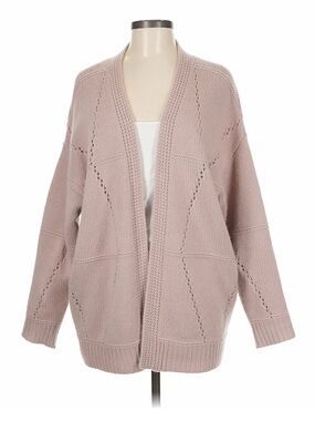 NakedCashmere Open Front Chunky Knit Cardigan Sweater Coat Blush Pink - M